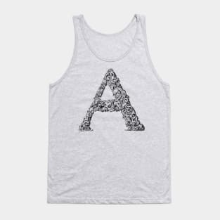 Vintage Initial Letter Lettering Alphabet A Tank Top